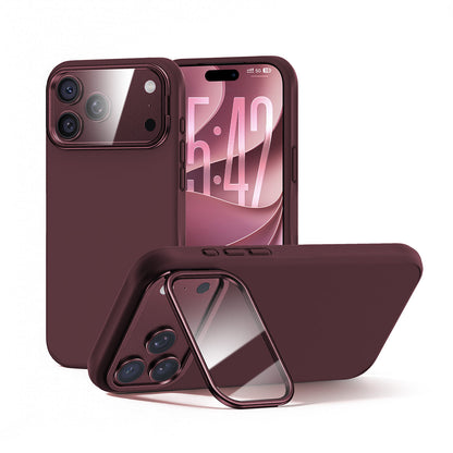 iPhone 17 K123 Liquid Silicone Stand Phone Case