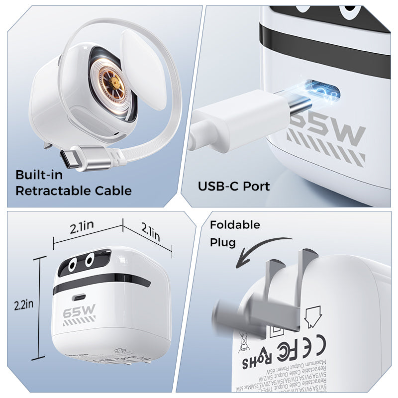 65W Robot Retractable GaN Charger