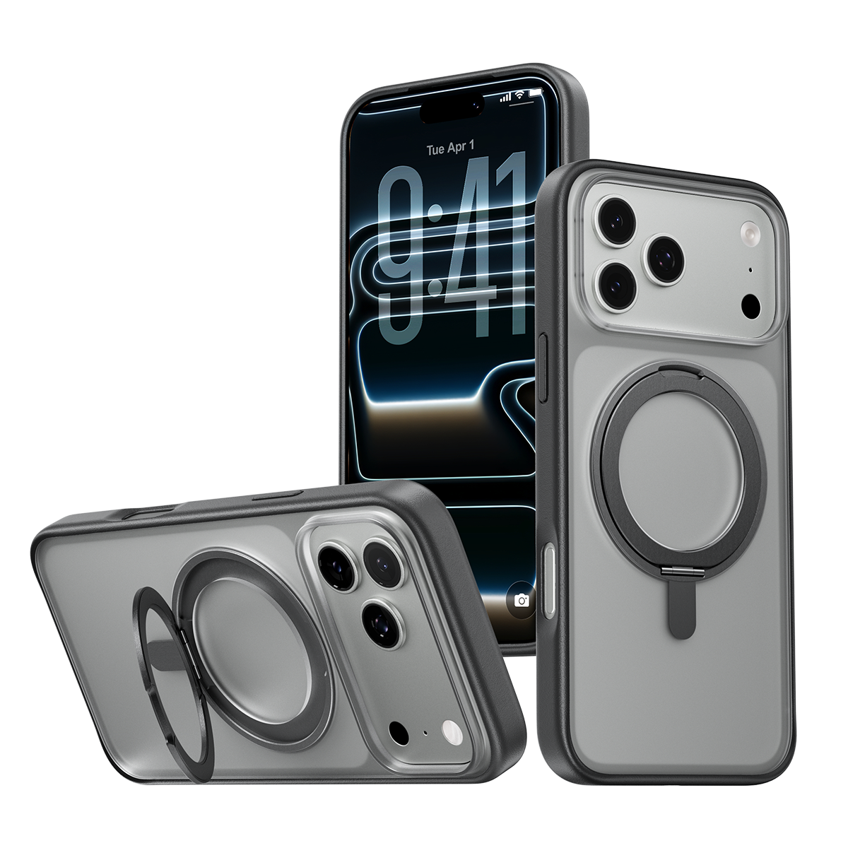 iPhone 16 K128 360° Magnetic Ring Stand Phone Case