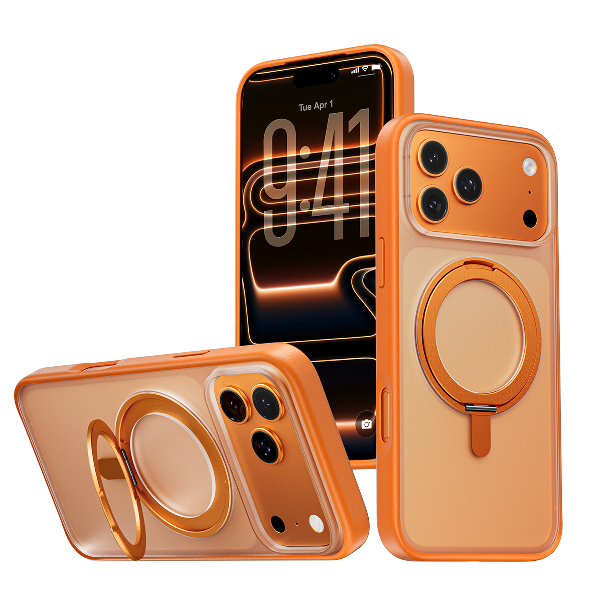 iPhone 17 K128 360° Magnetic Ring Stand Phone Case