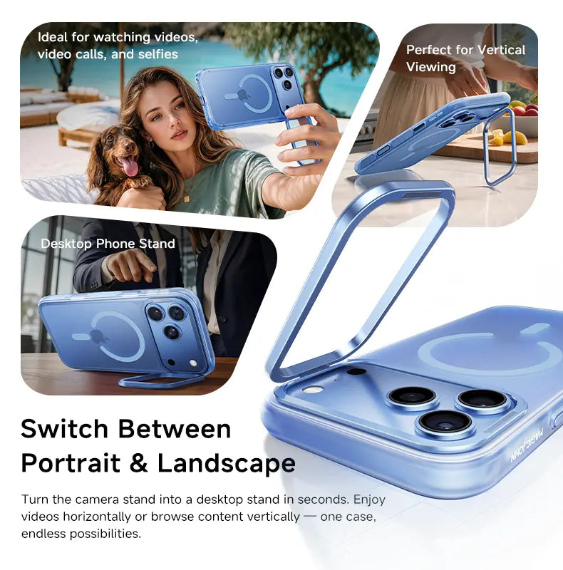 iPhone 17 K129 Magnetic Camera Stand Phone Case