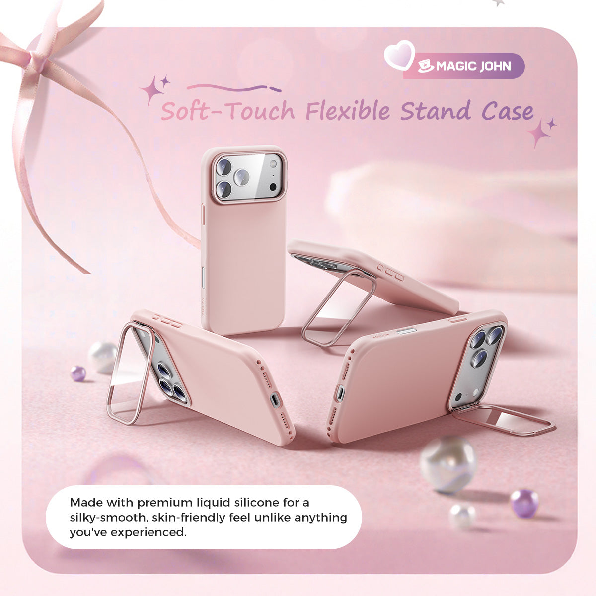 iPhone 17 K123 Liquid Silicone Stand Phone Case