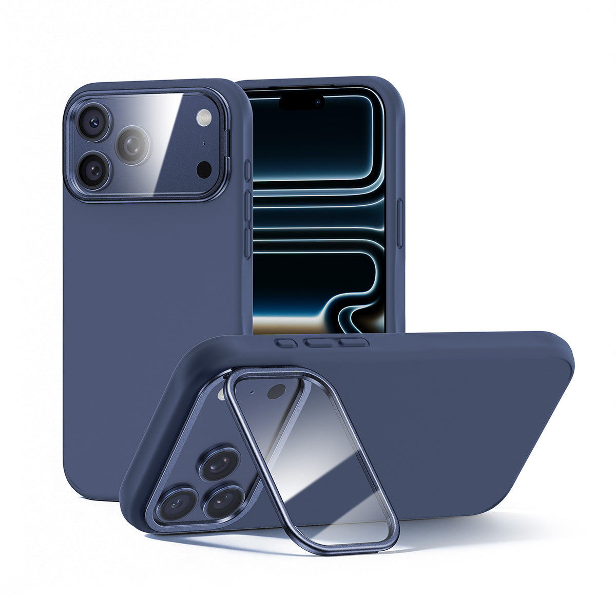 iPhone 17 K123 Liquid Silicone Stand Phone Case