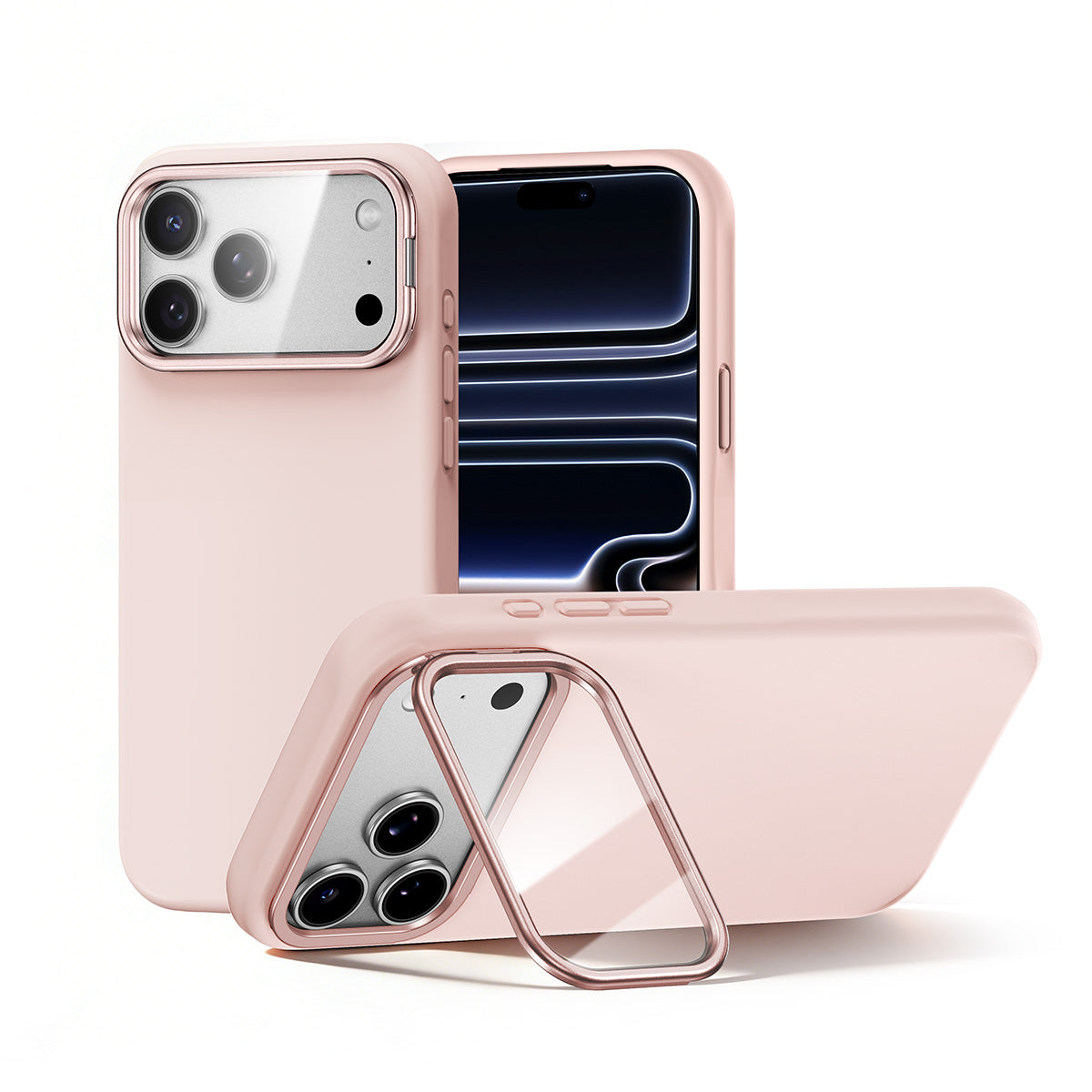 iPhone 17 K123 Liquid Silicone Stand Phone Case