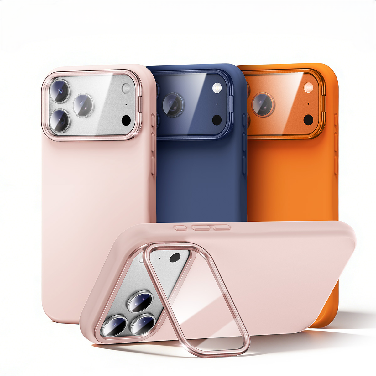 iPhone 17 K123 Liquid Silicone Stand Phone Case