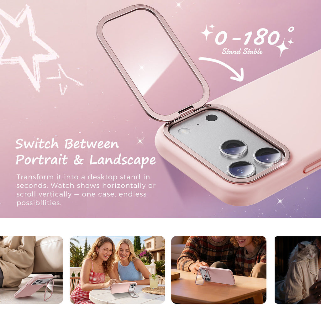 iPhone 17 K123 Liquid Silicone Stand Phone Case