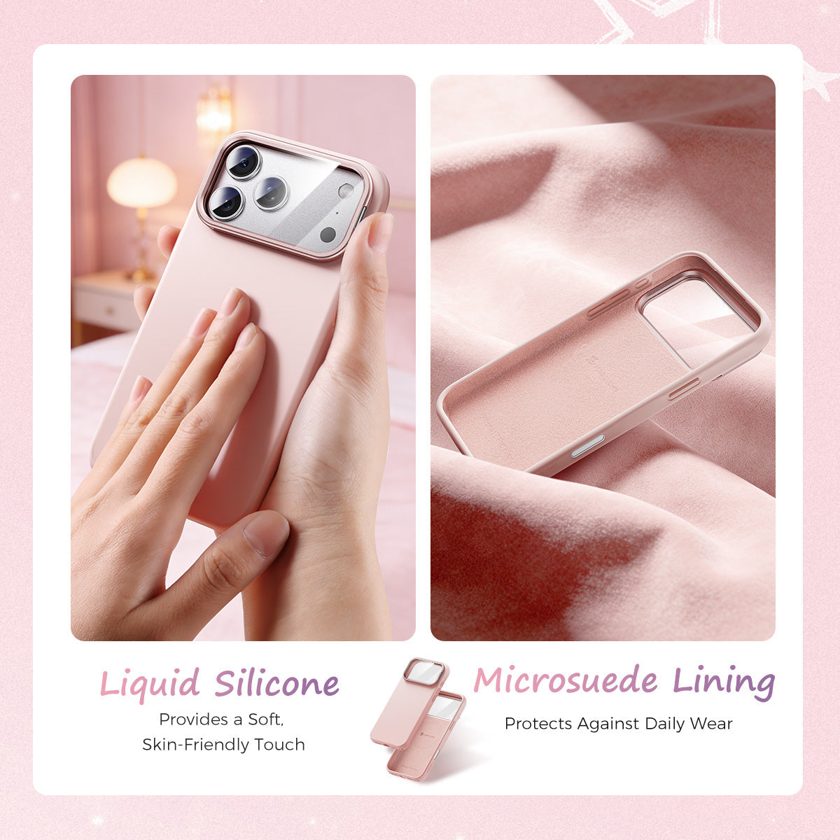 iPhone 17 K123 Liquid Silicone Stand Phone Case